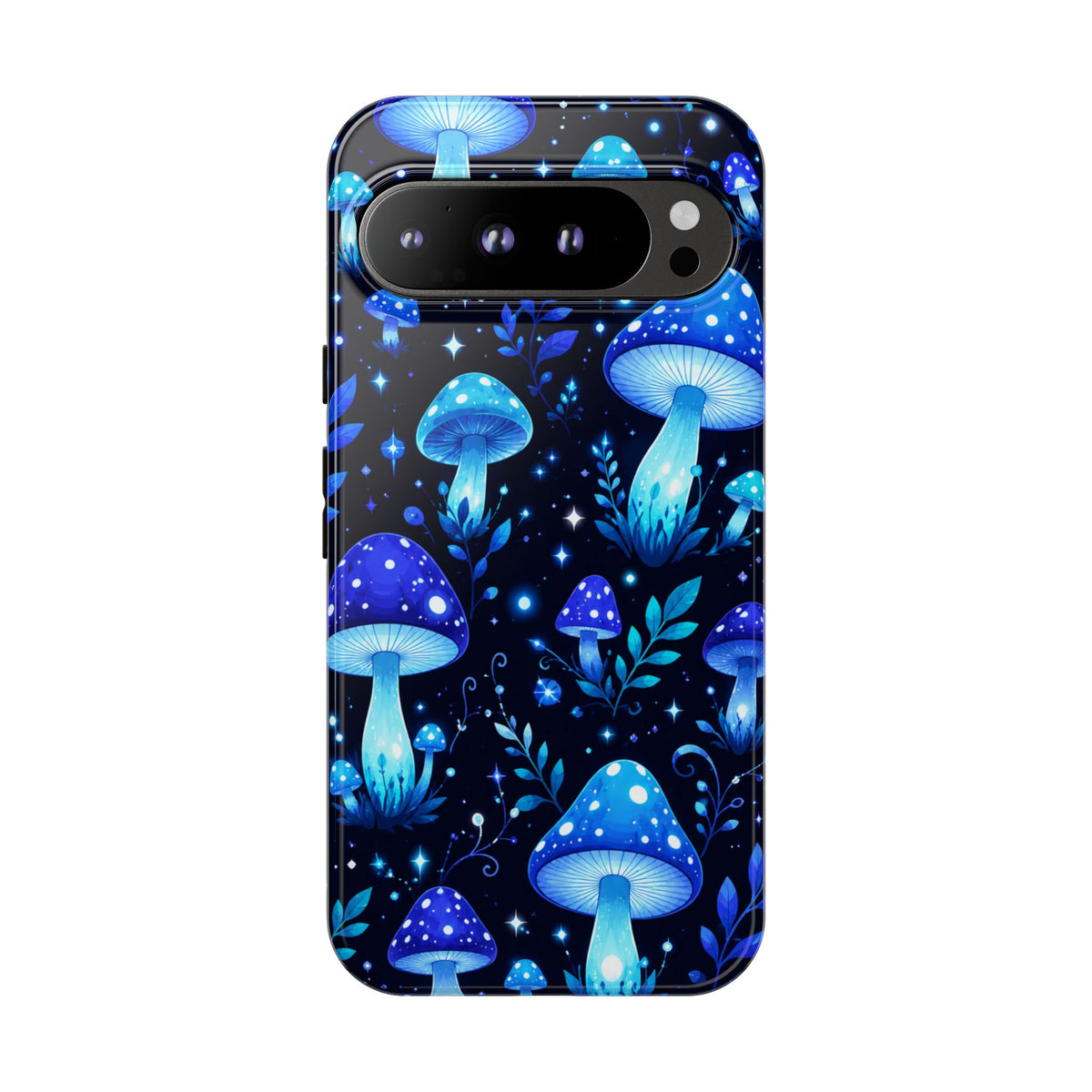 Blue Glowing Mushrooms Phone Case — Psychedelic Fungi Tough Case