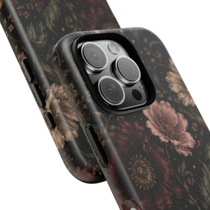 Floral Phone Case — Vintage Dark Botanical Protective Cover