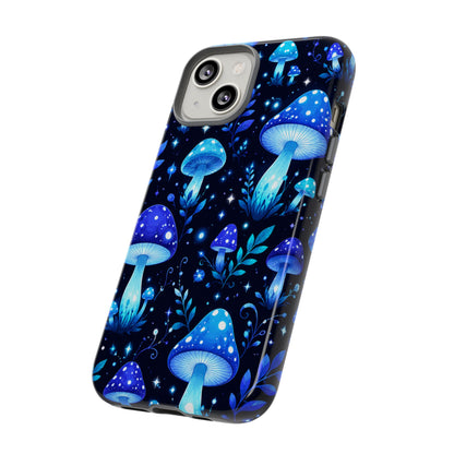 Blue Glowing Mushrooms Phone Case — Psychedelic Fungi Tough Case