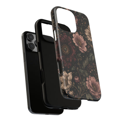 Floral Phone Case — Vintage Dark Botanical Protective Cover
