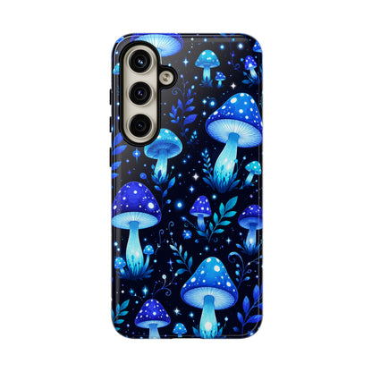 Blue Glowing Mushrooms Phone Case — Psychedelic Fungi Tough Case